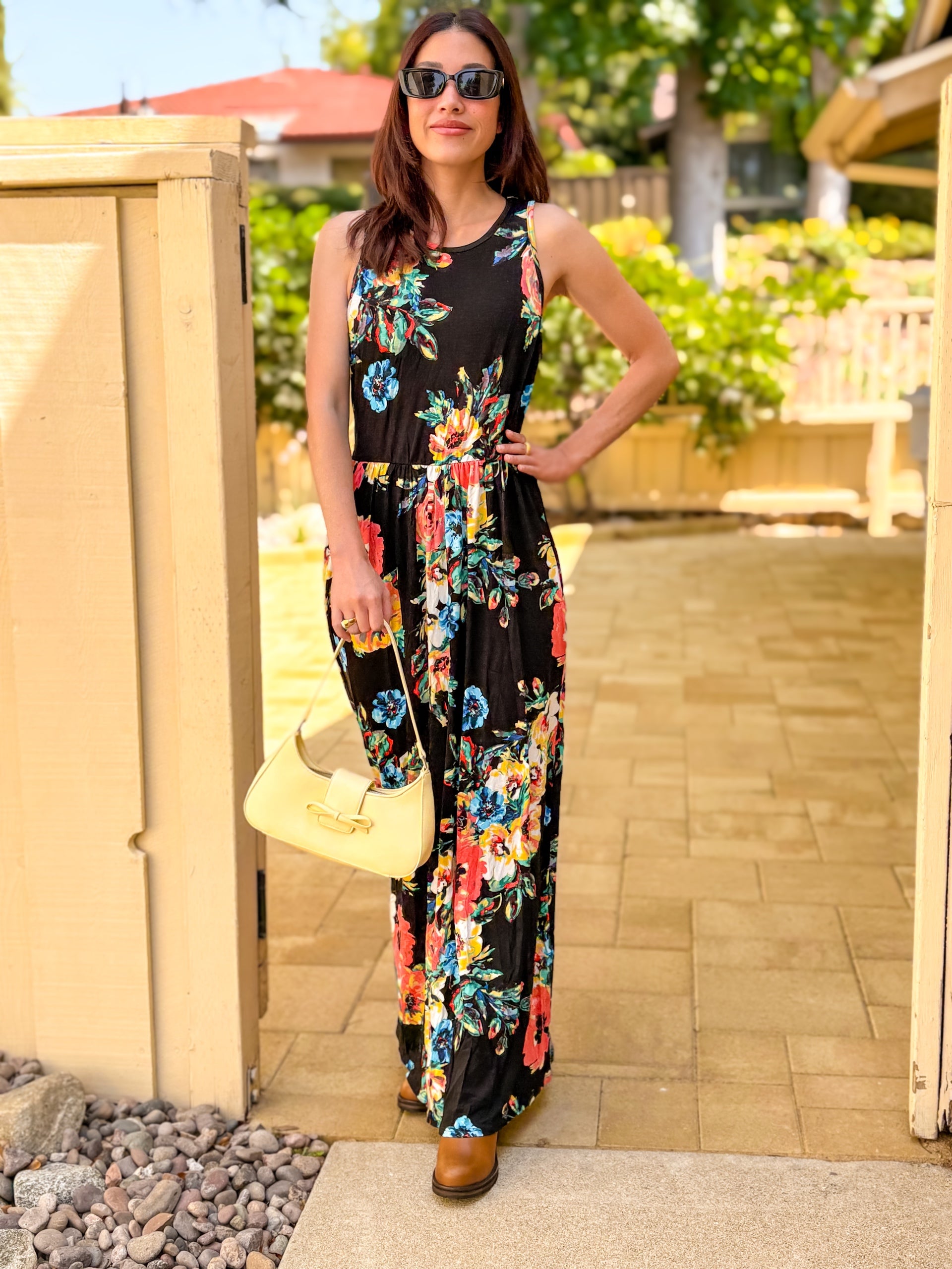 Tea Party Maxi Dress (Black Floral)