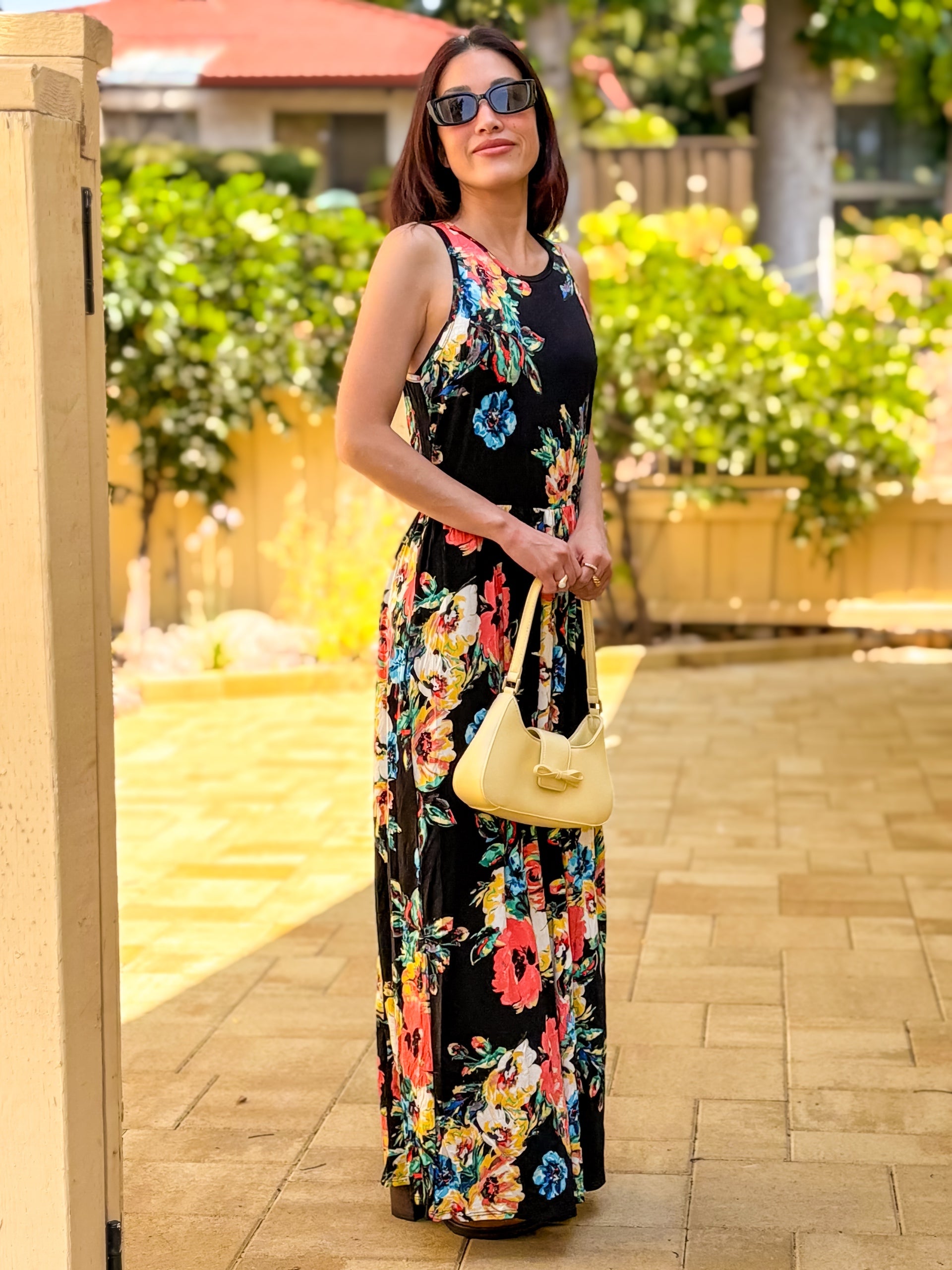 Tea Party Maxi Dress (Black Floral)