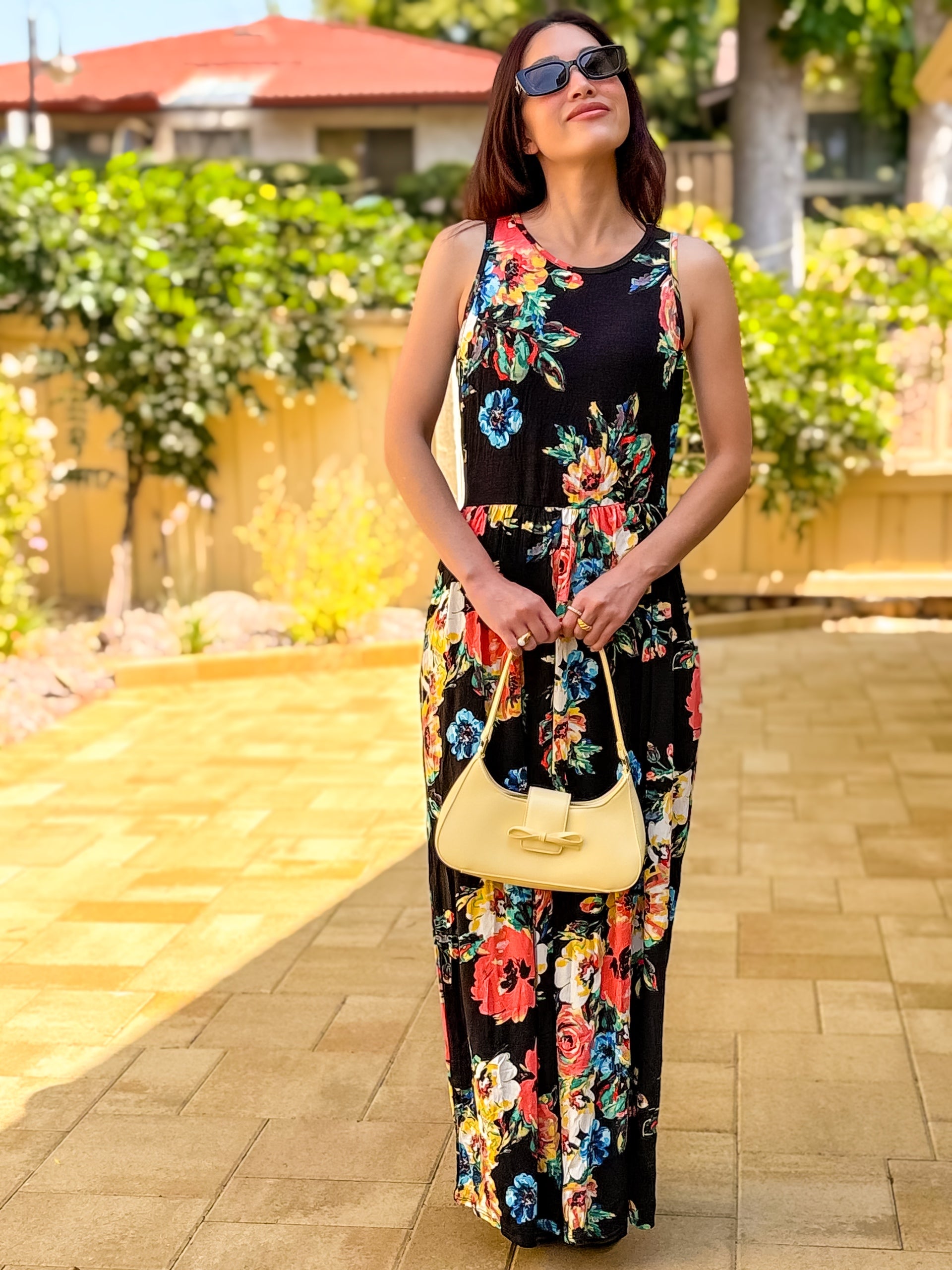 Tea Party Maxi Dress (Black Floral)