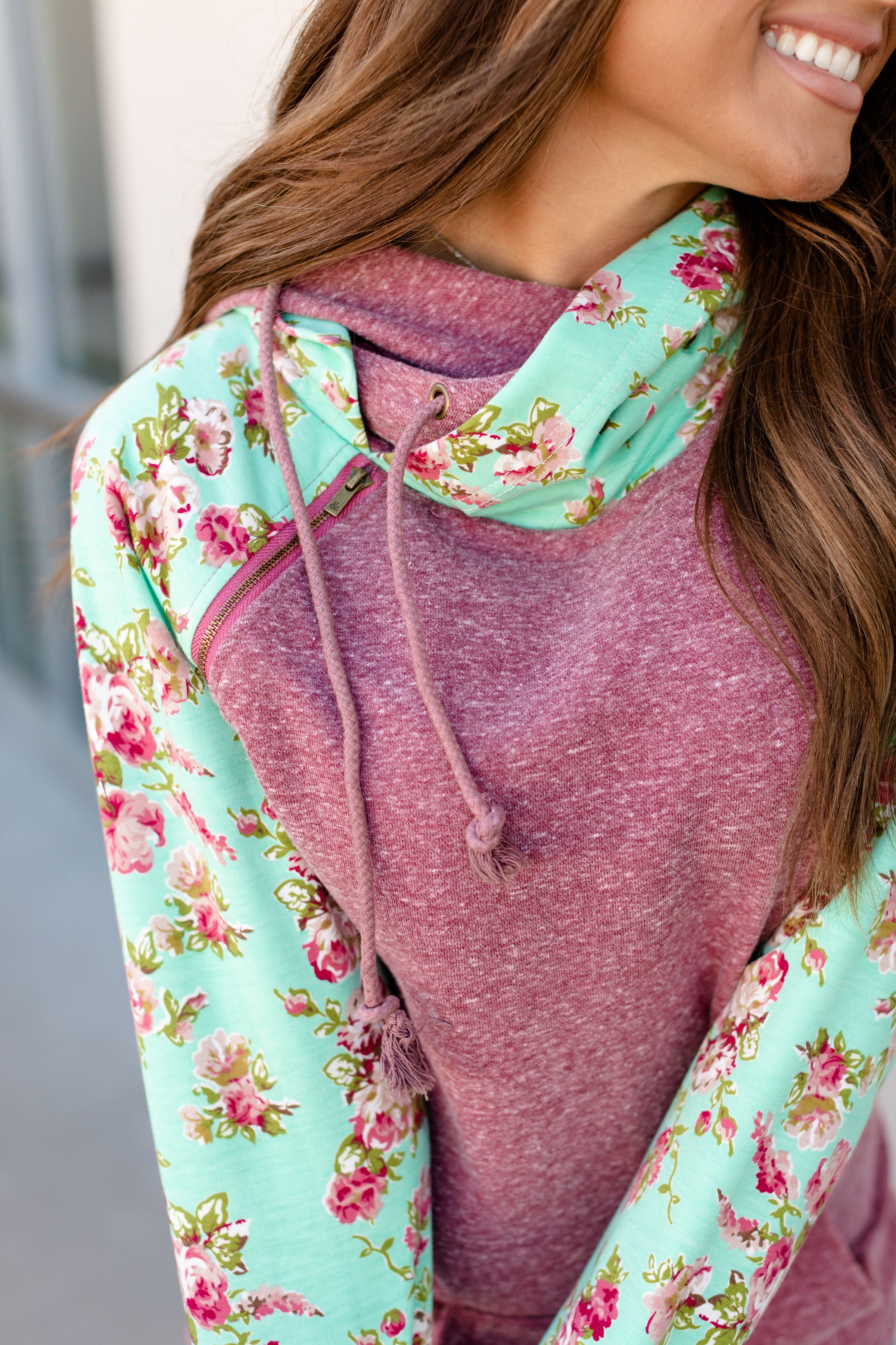 Ampersand Avenue DoubleHood Sweatshirt - Berry Floral
