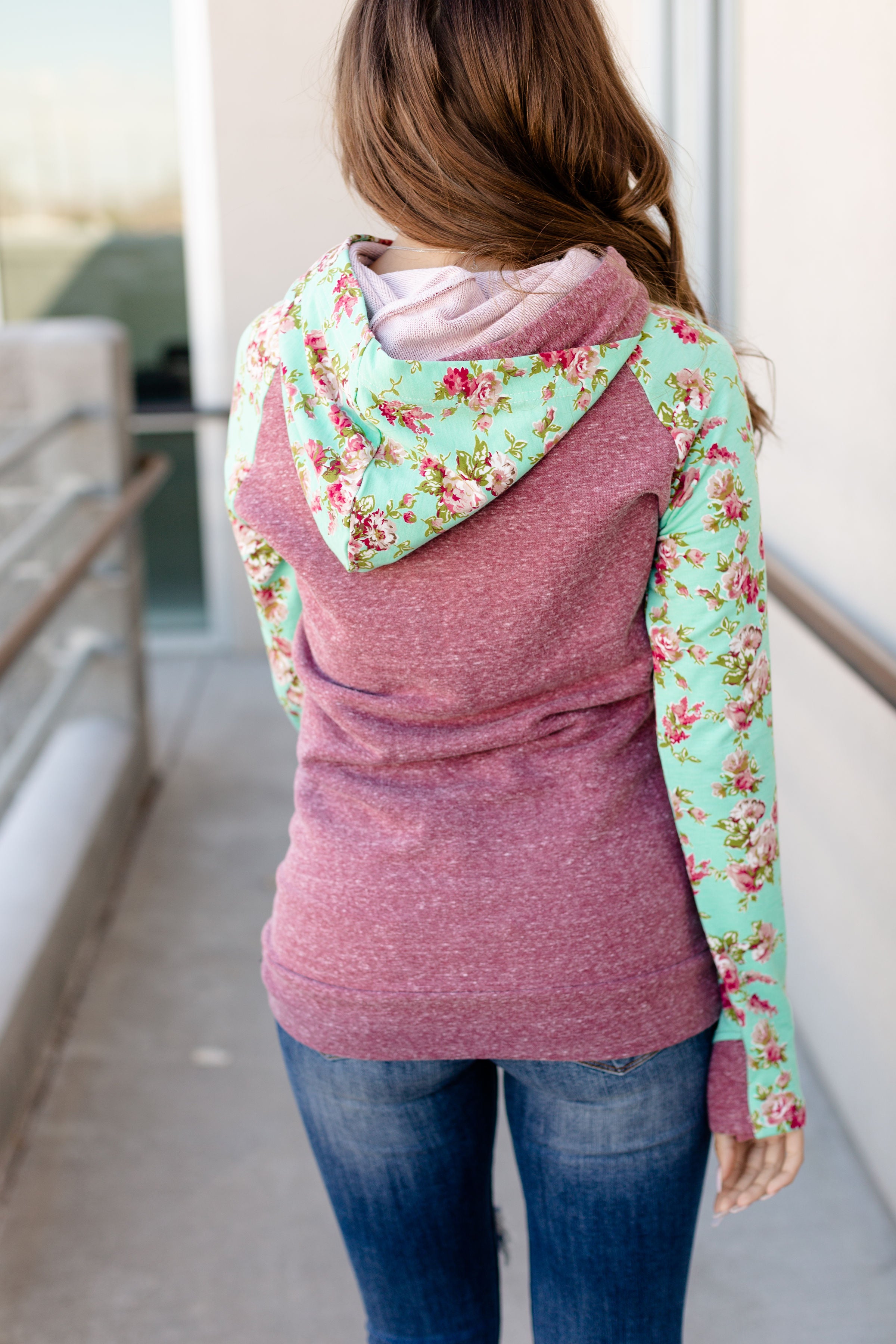 Ampersand Avenue DoubleHood Sweatshirt - Berry Floral