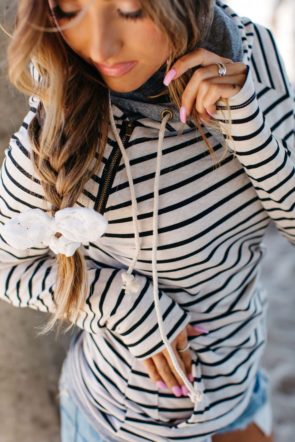Ampersand Avenue DoubleHood Sweatshirt - Tan Stripe