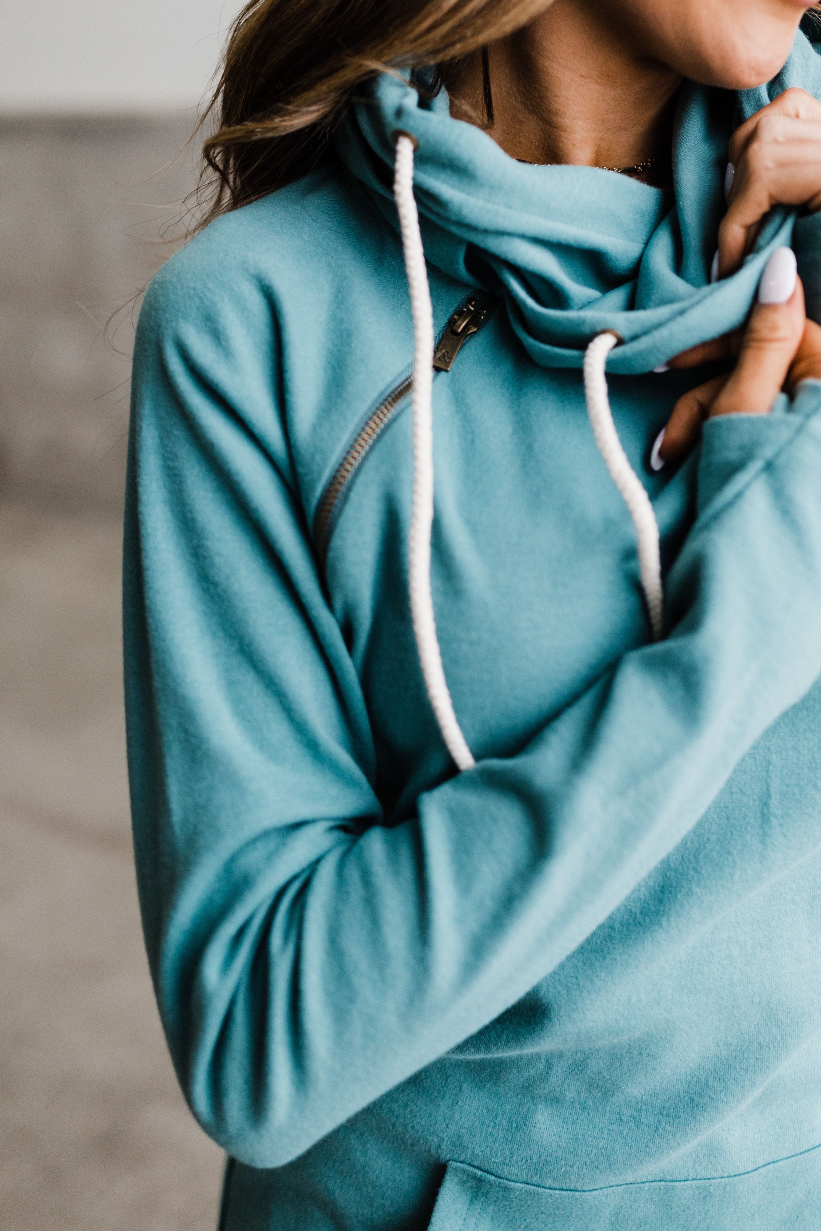 Ampersand Avenue Basic DoubleHood Sweatshirt - Turquoise