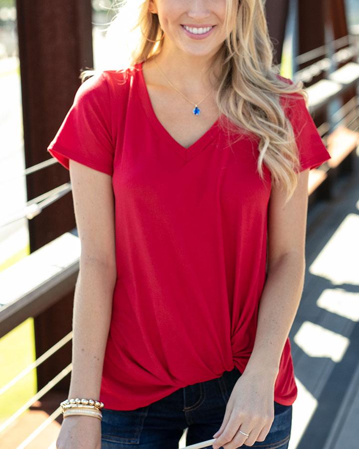 Grace & Lace Live-In Twist Hem Tee