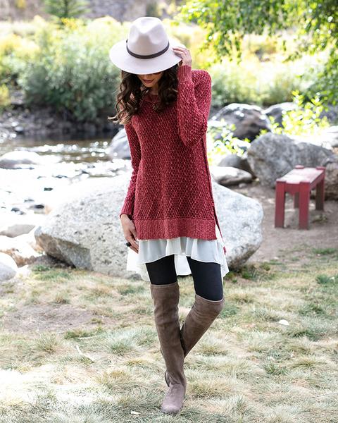 Grace & Lace Honeycomb Knit Sweater - Babe Outfitters