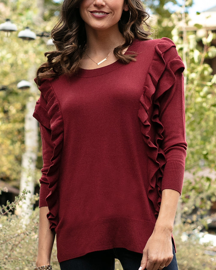Grace & Lace Ruffle Sweater - Babe Outfitters