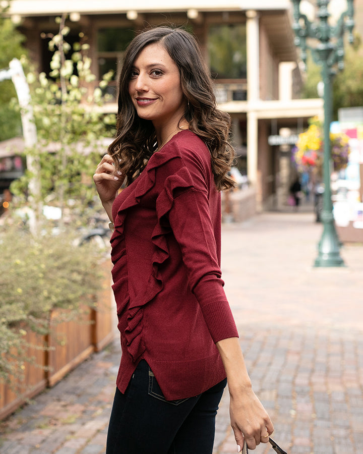 Grace & Lace Ruffle Sweater - Babe Outfitters