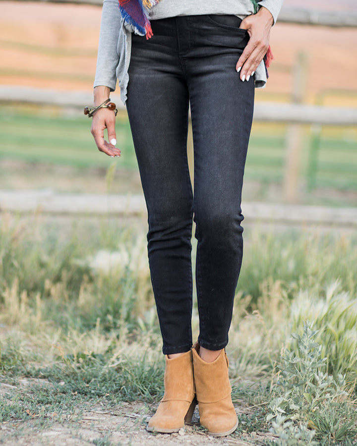 Grace & Lace Classic Mid Rise Pull-On Jeggings (Black) - Babe Outfitters