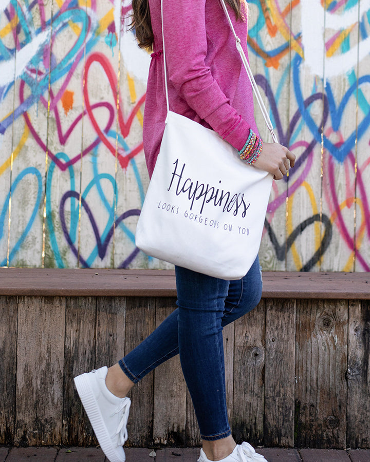 Grace & Lace Quote Tote (Happiness)