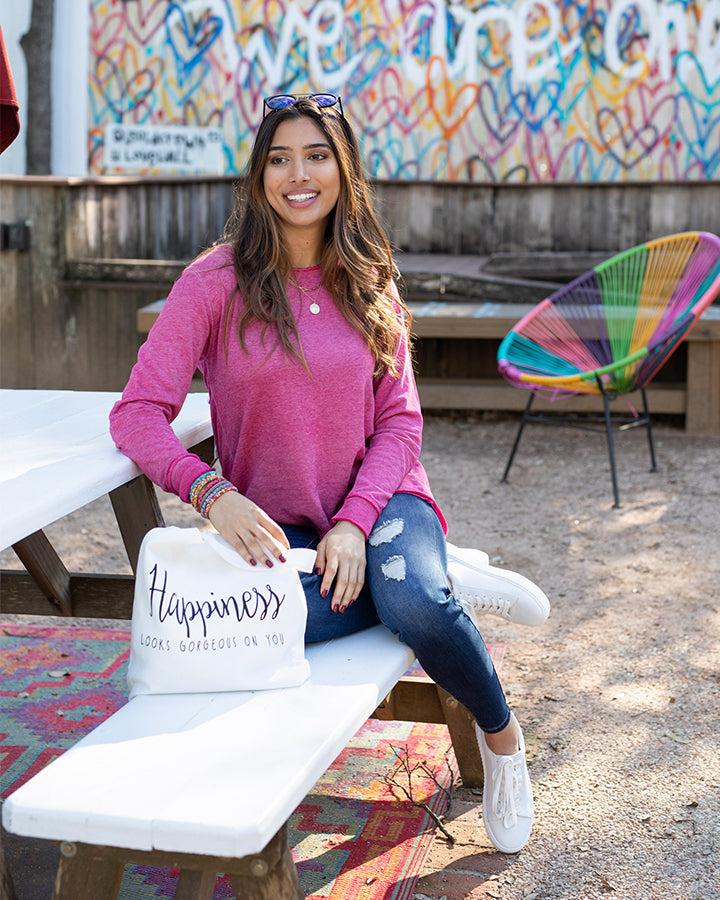 Grace & Lace Quote Tote (Happiness)