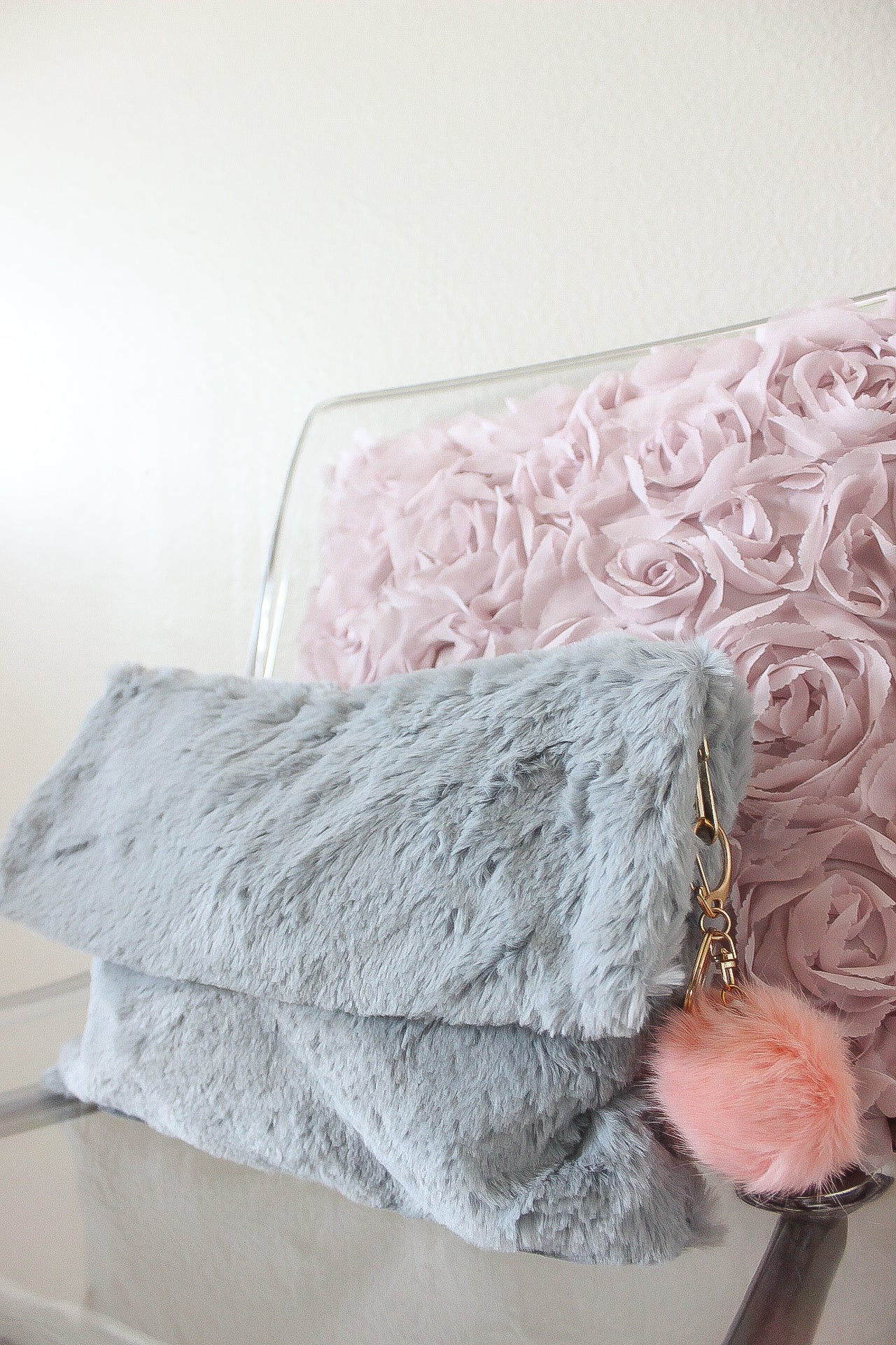 Furry Pom Pom Clutch - Babe Outfitters