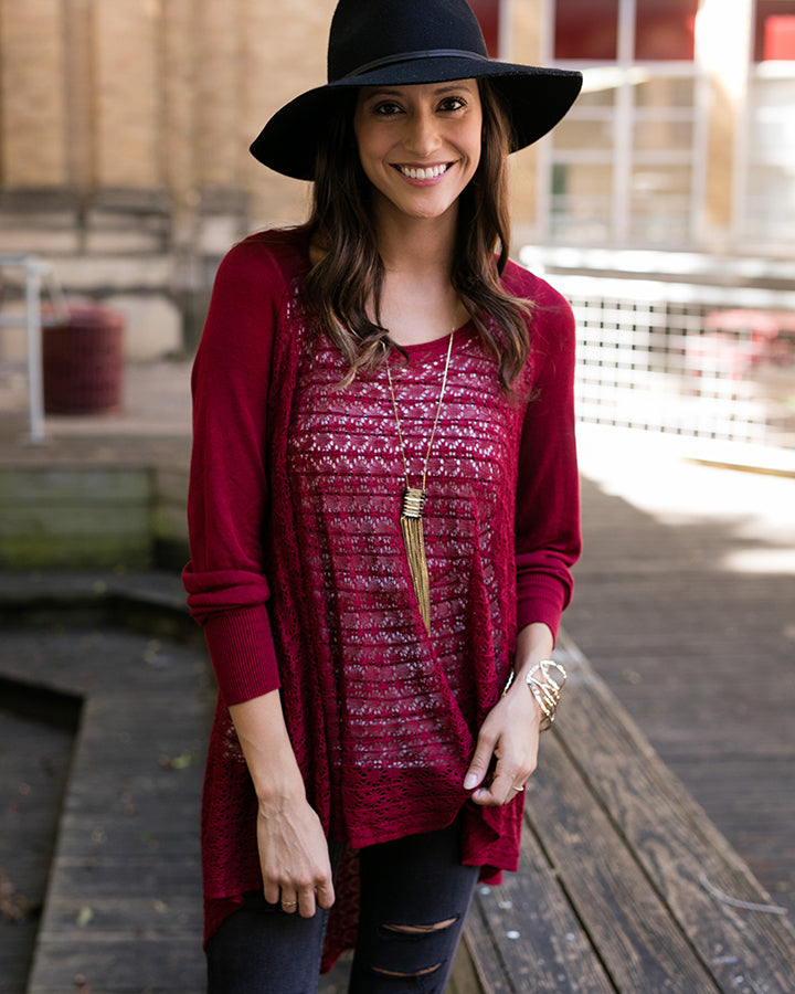 Grace & Lace Open Knit Light Weight Two Fit Knit Cardigan - Babe Outfitters