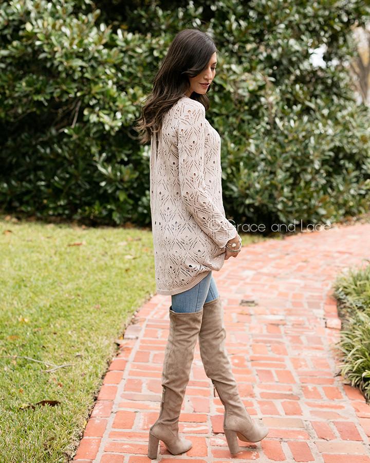 Grace & Lace Pointelle Tie-Back Sweater - Babe Outfitters