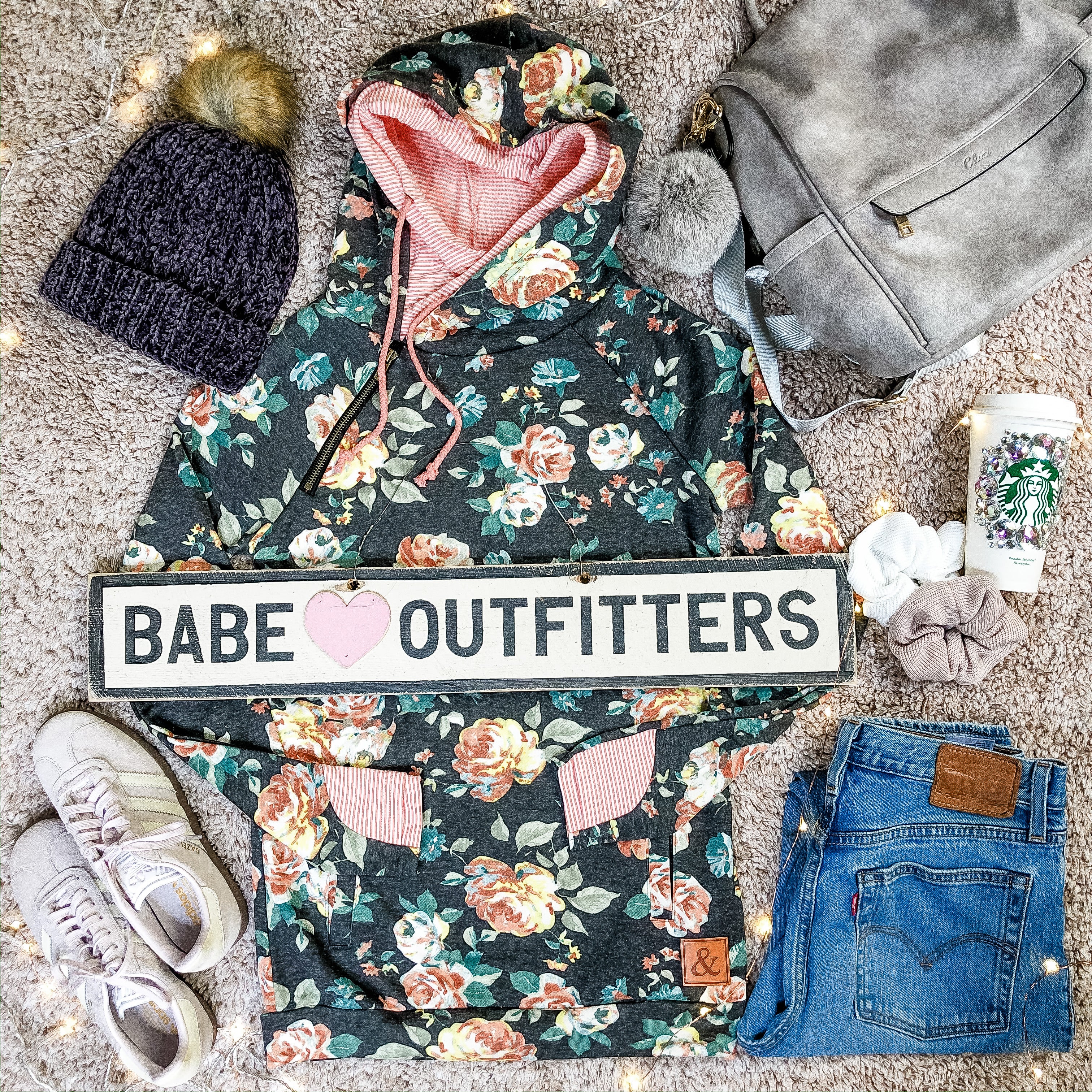 Ampersand DoubleHood™ Sweatshirt - Coming Up Roses - Babe Outfitters