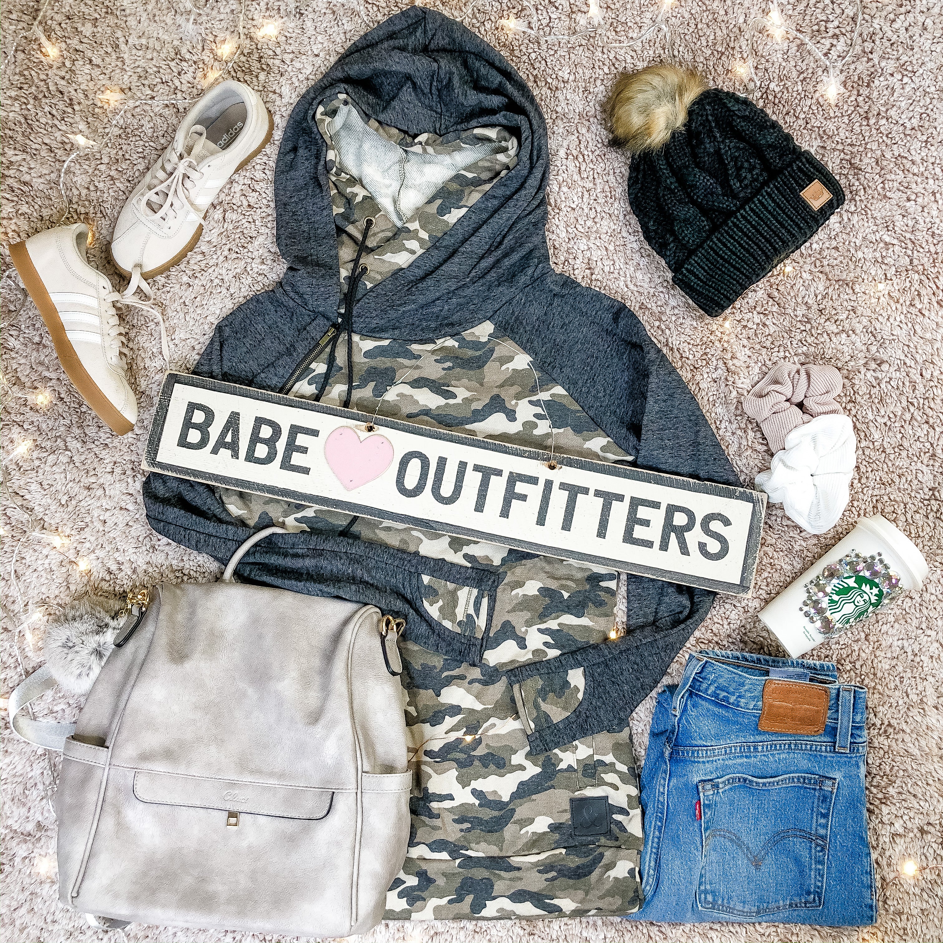 Ampersand DoubleHood™ Sweatshirt - Camo Accent - Babe Outfitters