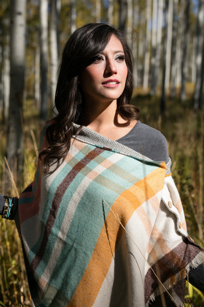 Grace & Lace Reversible Button Scarf/Poncho