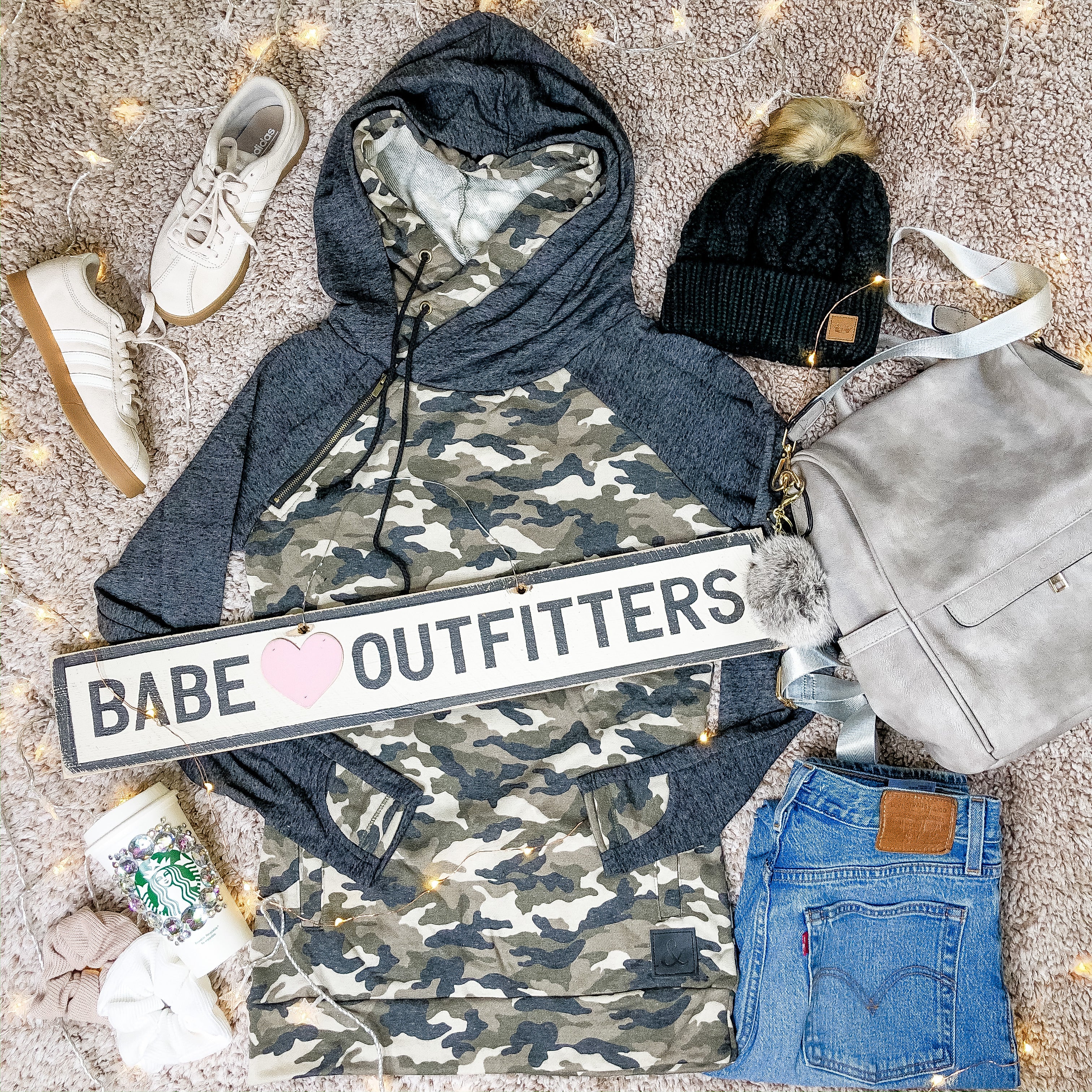 Ampersand DoubleHood™ Sweatshirt - Camo Accent - Babe Outfitters
