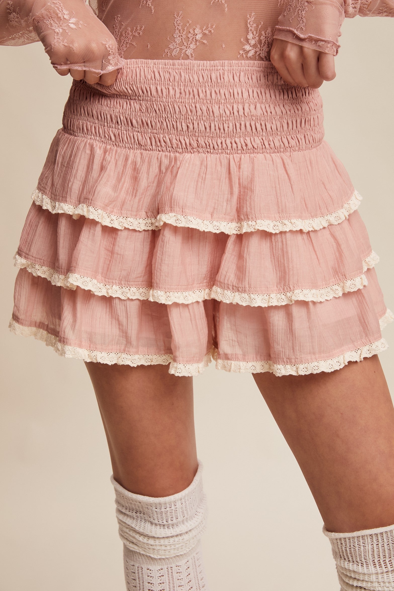 Lullaby Lace Skort in Blush