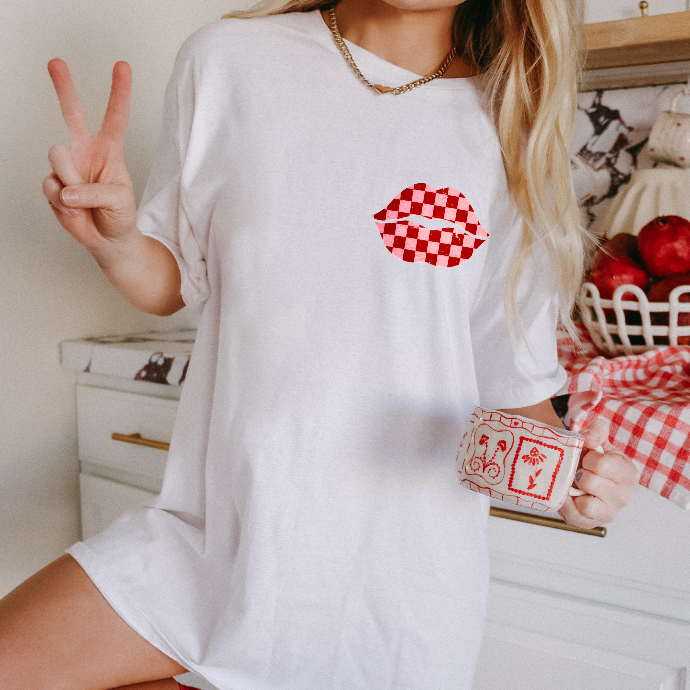 Checker Kiss Tee