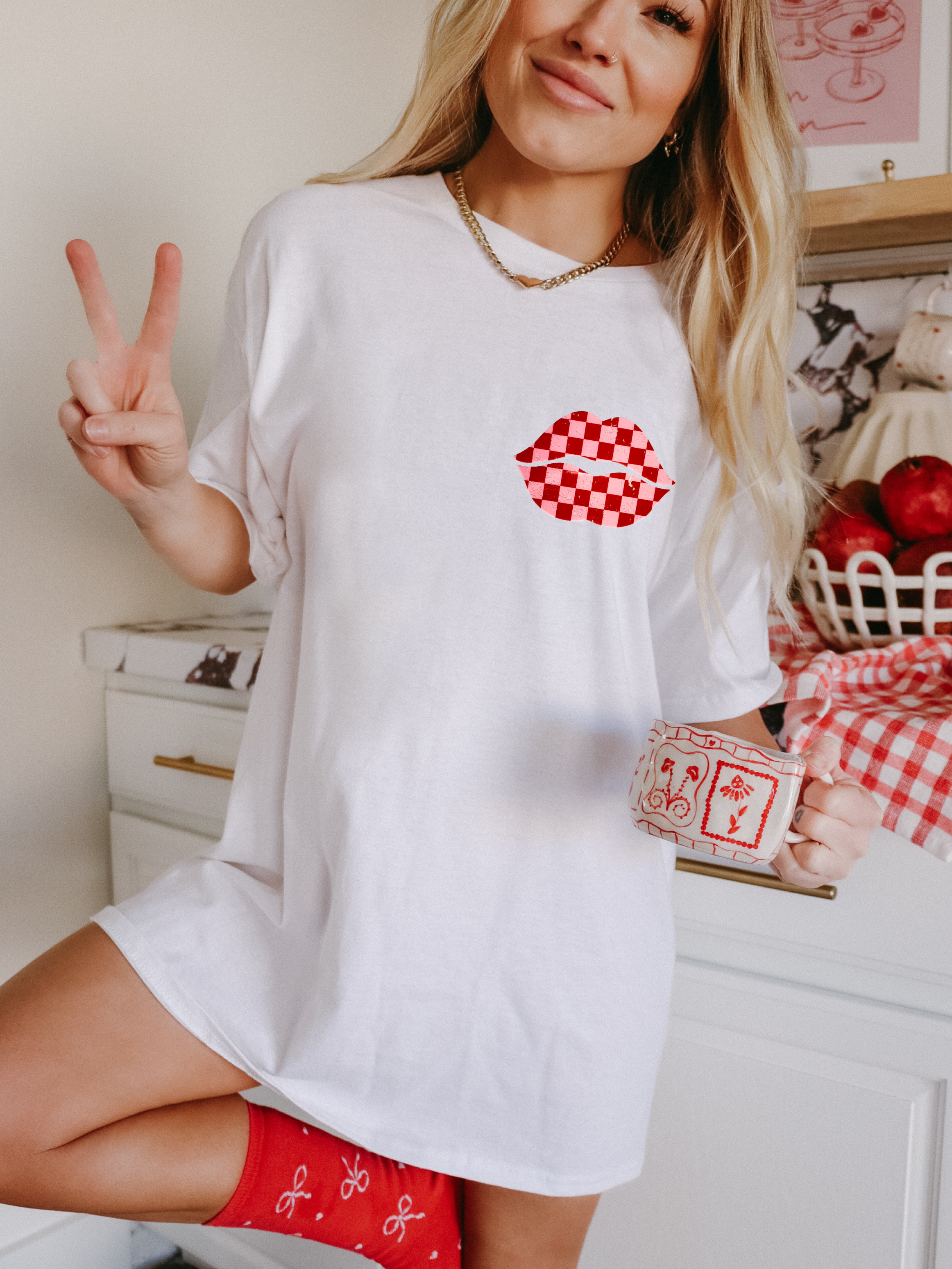 Checker Kiss Tee