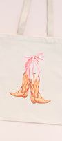 Coquette Bow Cowboy Boots Tote Bag