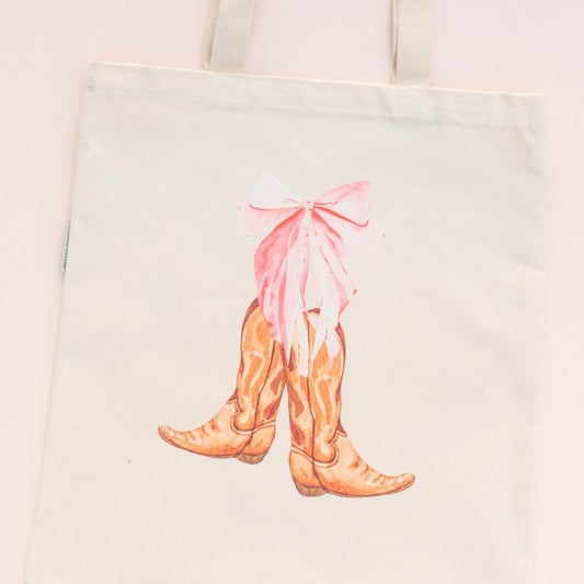 Coquette Bow Cowboy Boots Tote Bag