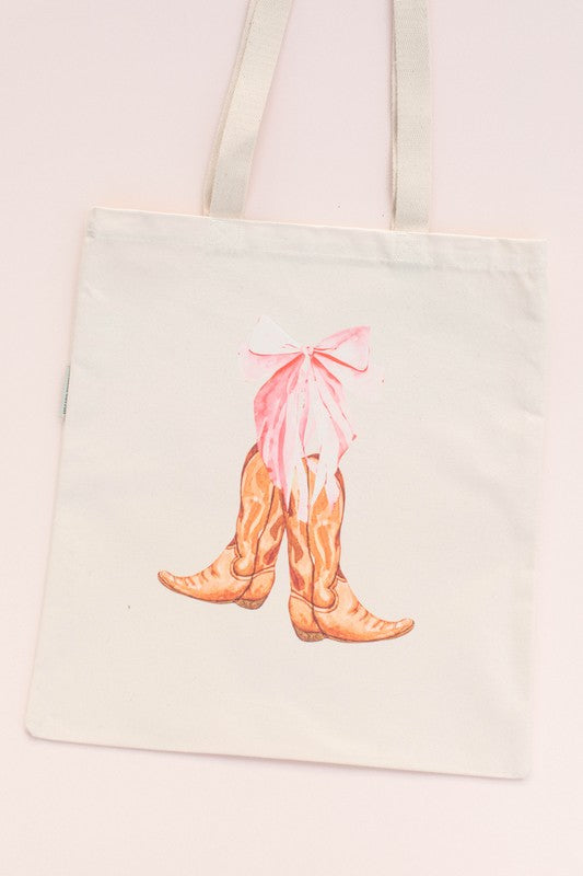 Coquette Bow Cowboy Boots Tote Bag