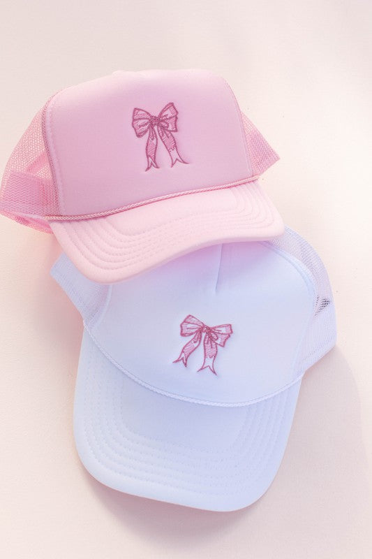 Embroidery Coquette Bow Trucker Hat Cap