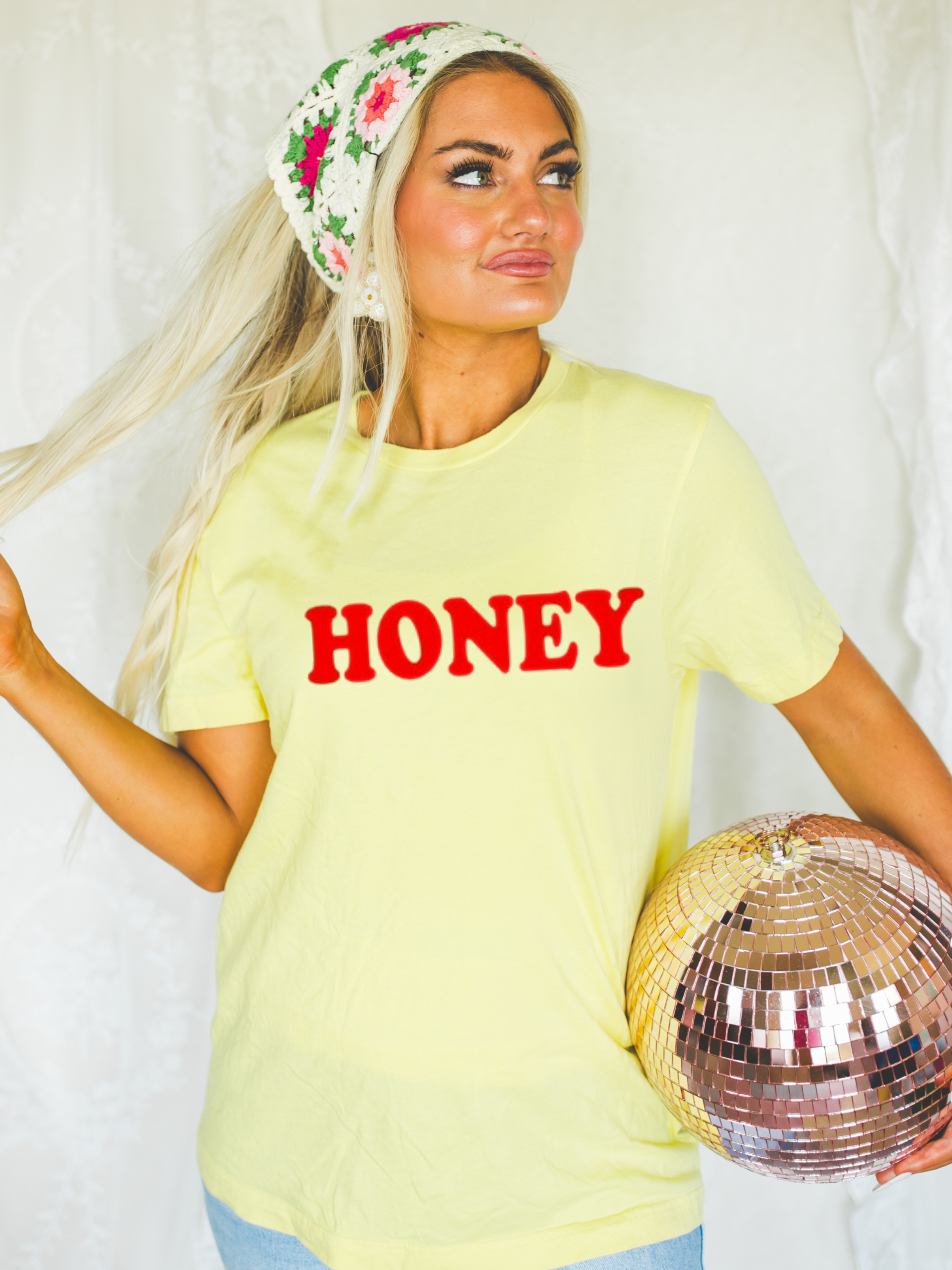Honey Bubble Letters Tee