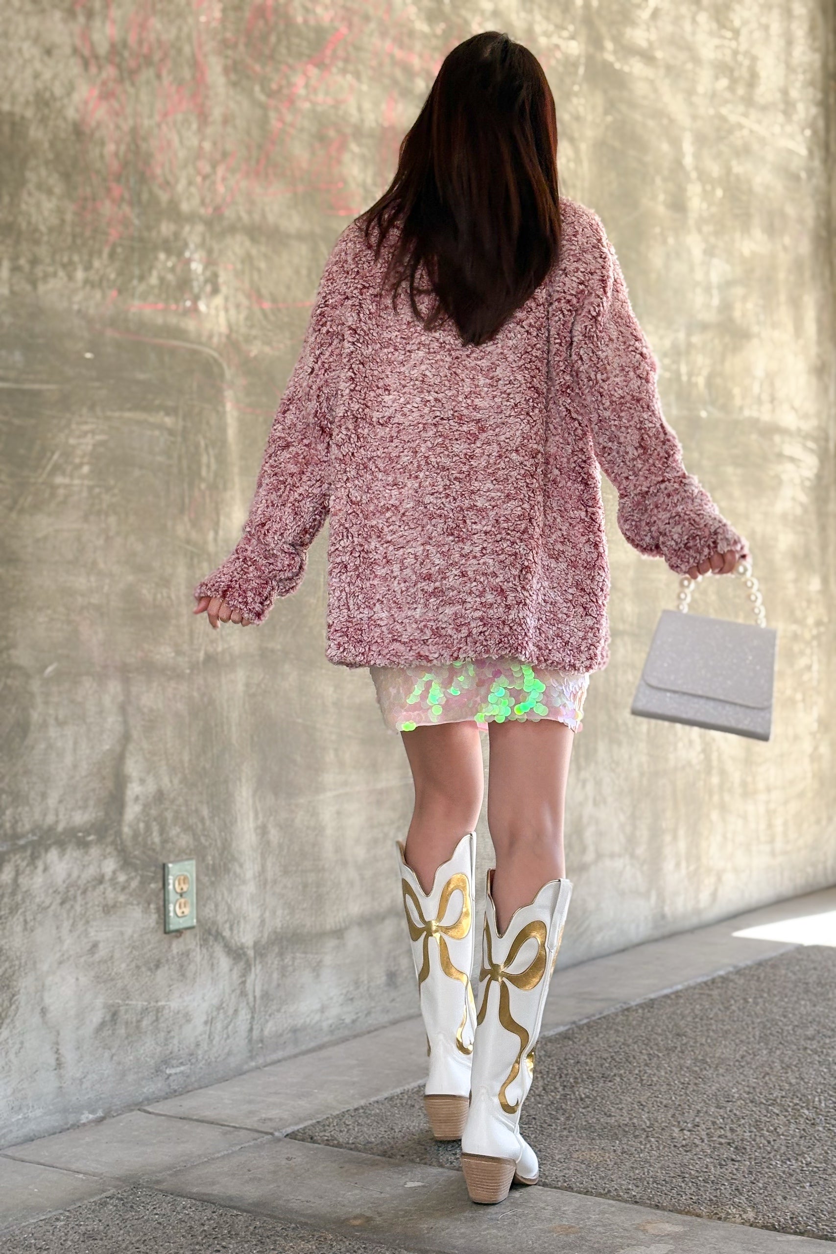 Snowfall Sherpa Pullover in Burgundy Frost