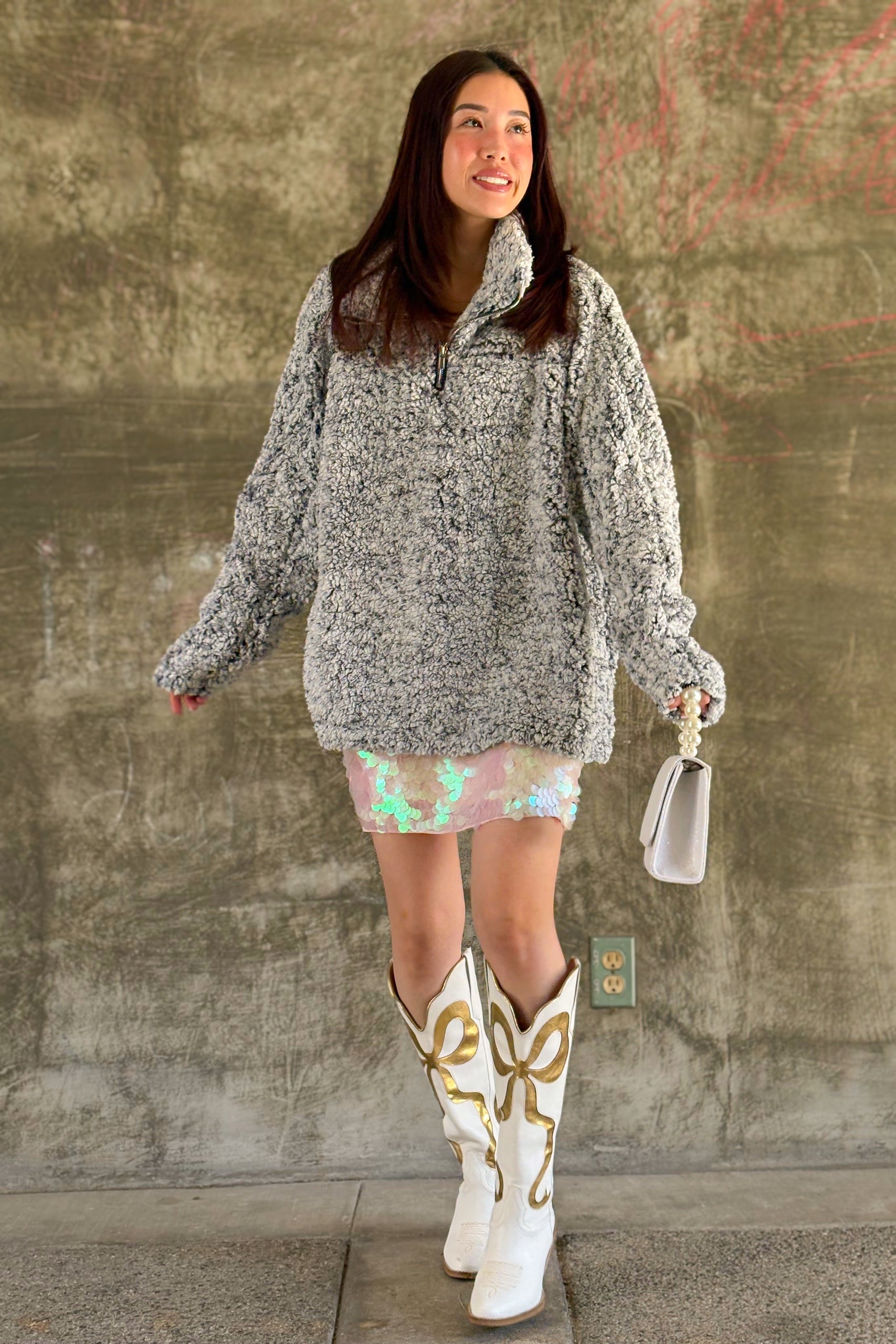 Snowfall Sherpa Pullover in Winter Blue