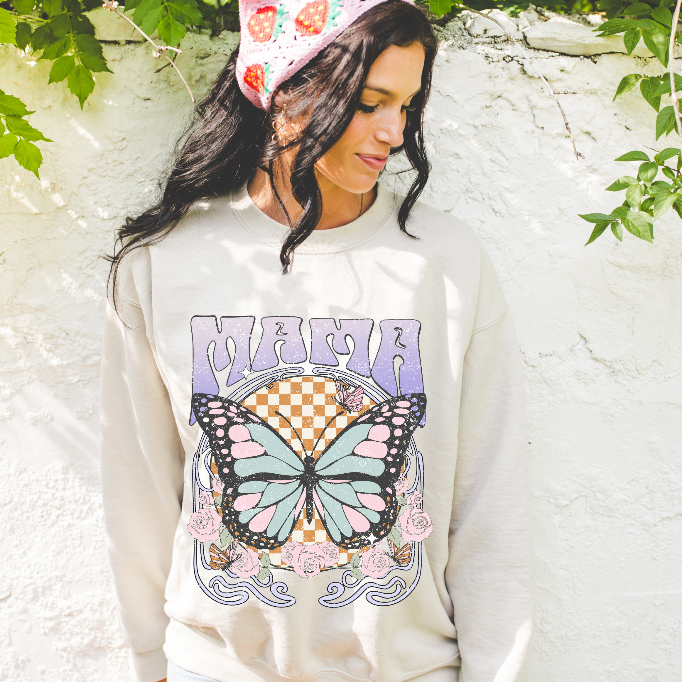Mama Retro Butterfly Crewneck