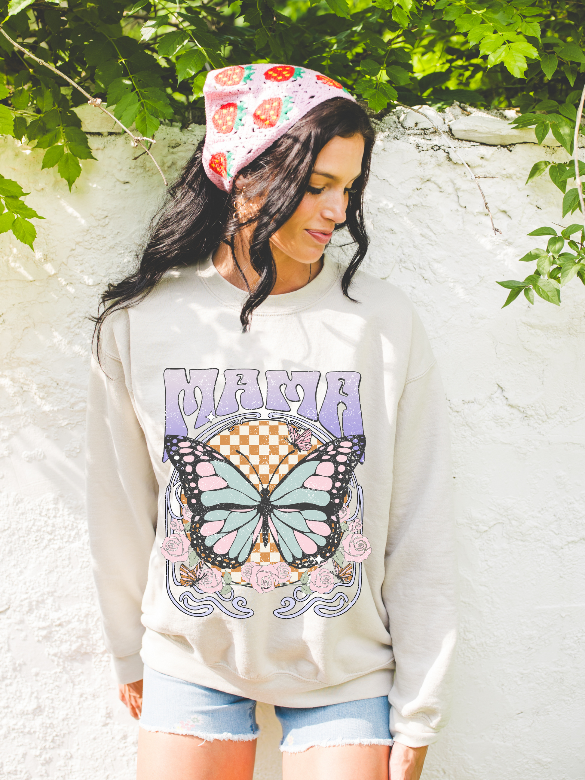 Mama Retro Butterfly Crewneck