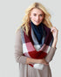 Cozy Days Blanket Scarf (Navy & Red Color Block) - Babe Outfitters