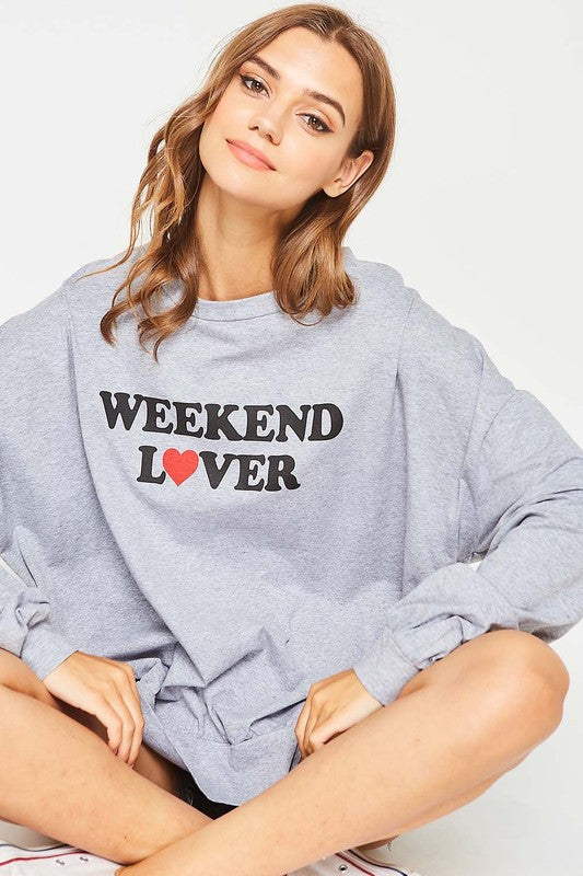 Weekend Lover Graphic Sweatshirt - Babe Outfitters