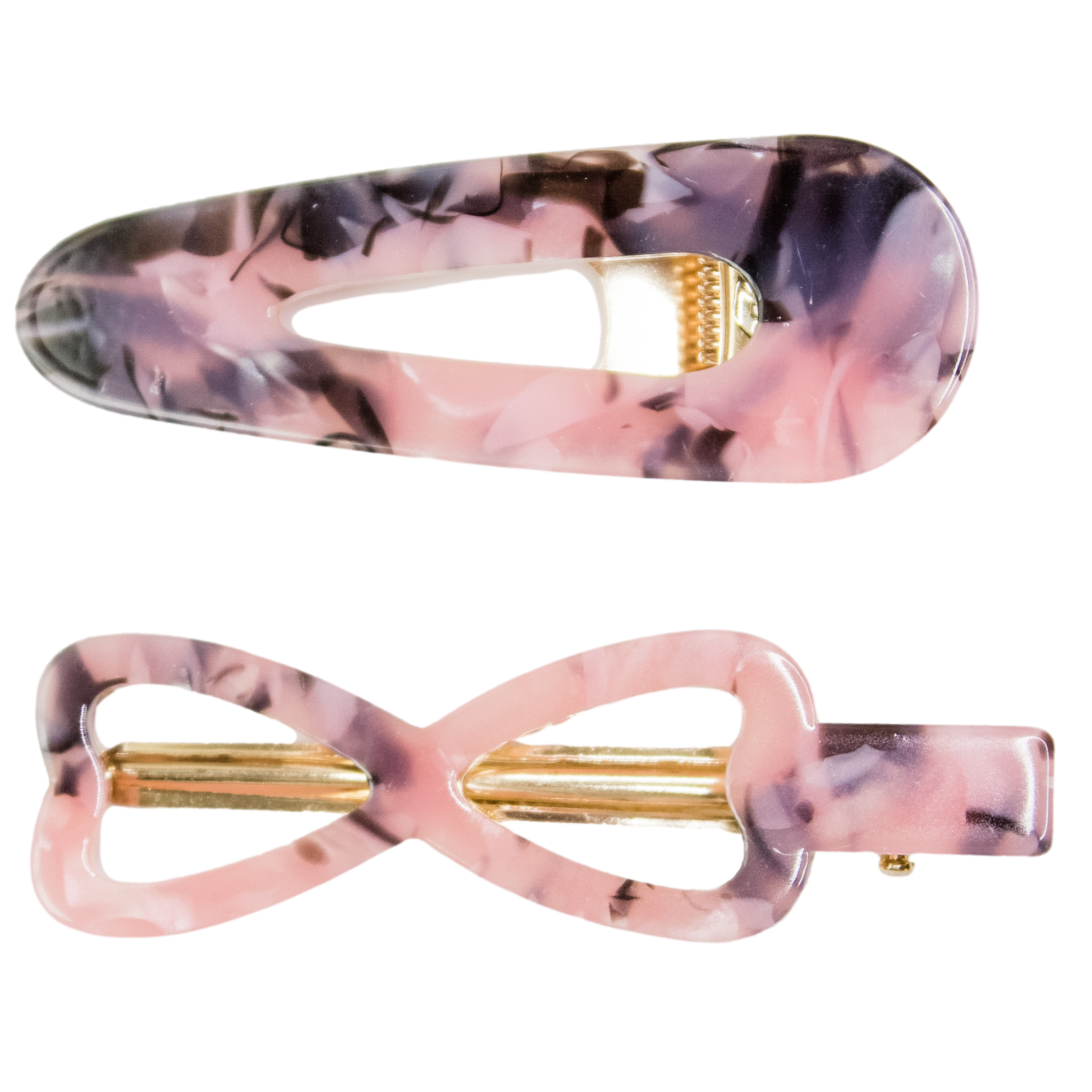 Serendipity Hair Clip Set in Pink Marble