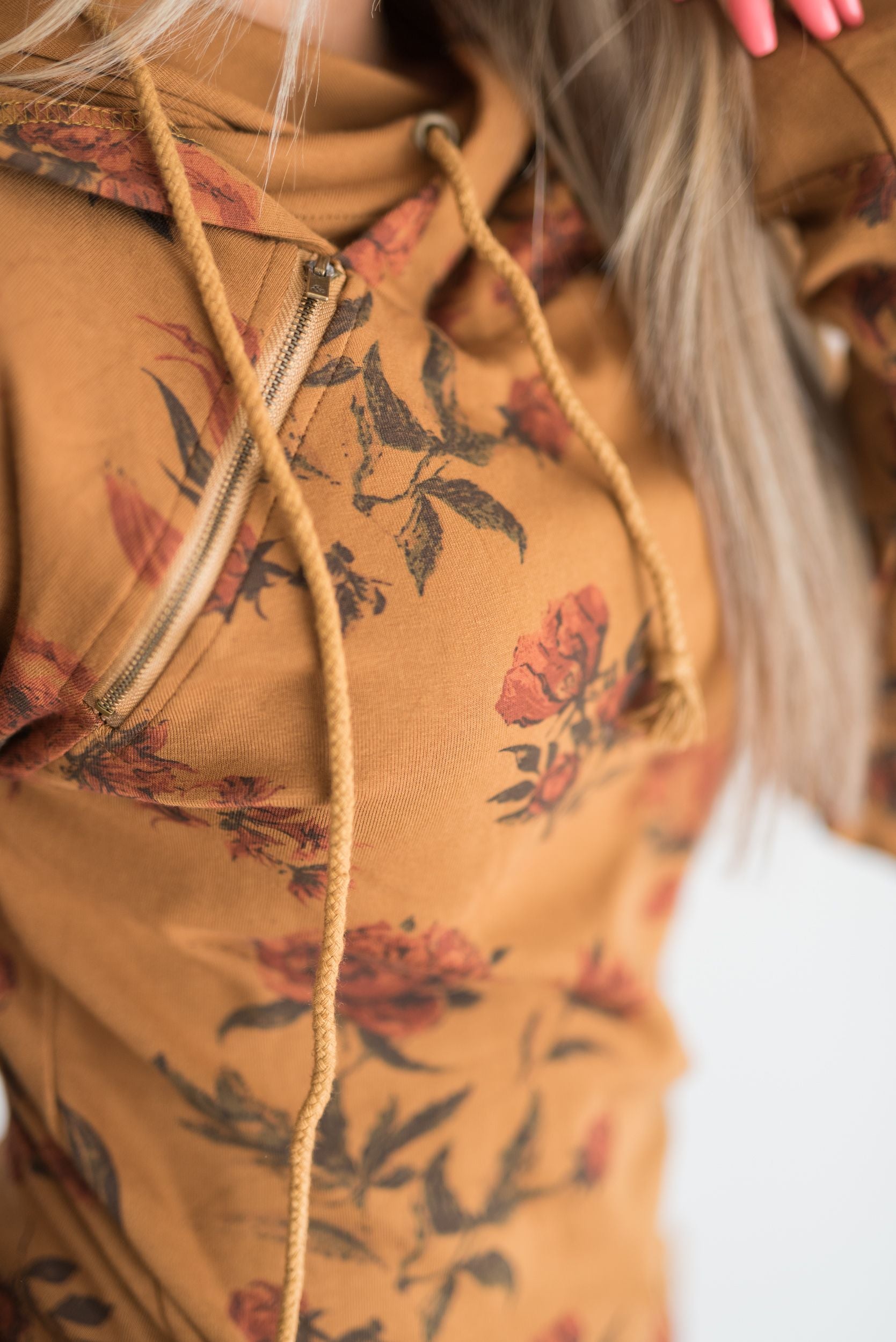 Ampersand Avenue DoubleHood Sweatshirt - Mustard Vintage Floral
