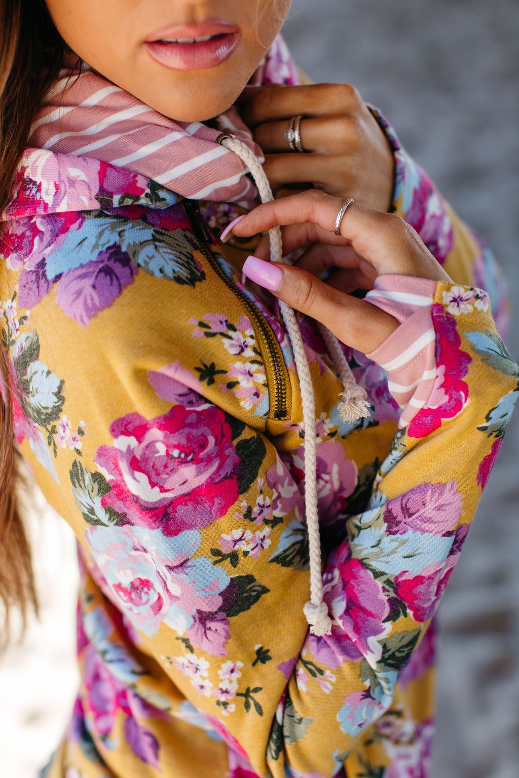 Ampersand Avenue DoubleHood Sweatshirt - Blooming Florals