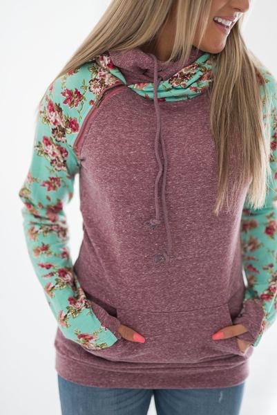 Ampersand Avenue DoubleHood Sweatshirt - Berry Floral