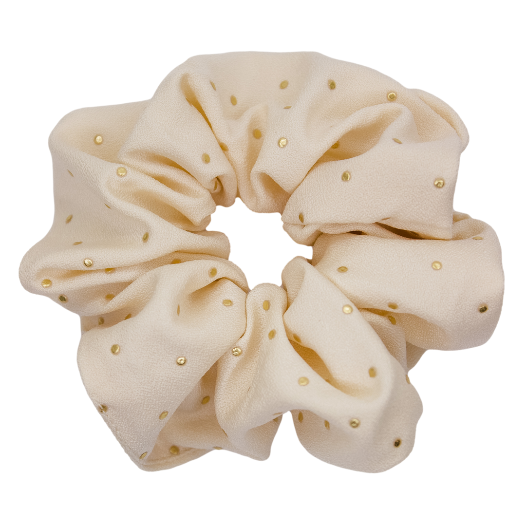 Drops of Gold Scrunchie in Cream
