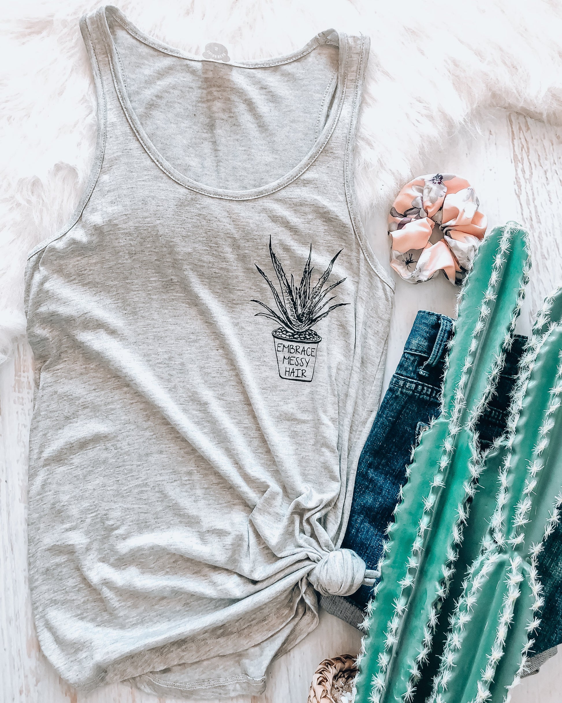 Embrace Messy Hair Graphic Tank Top - Babe Outfitters