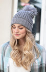 Faux Fur Pom Hat (Heathered Grey)