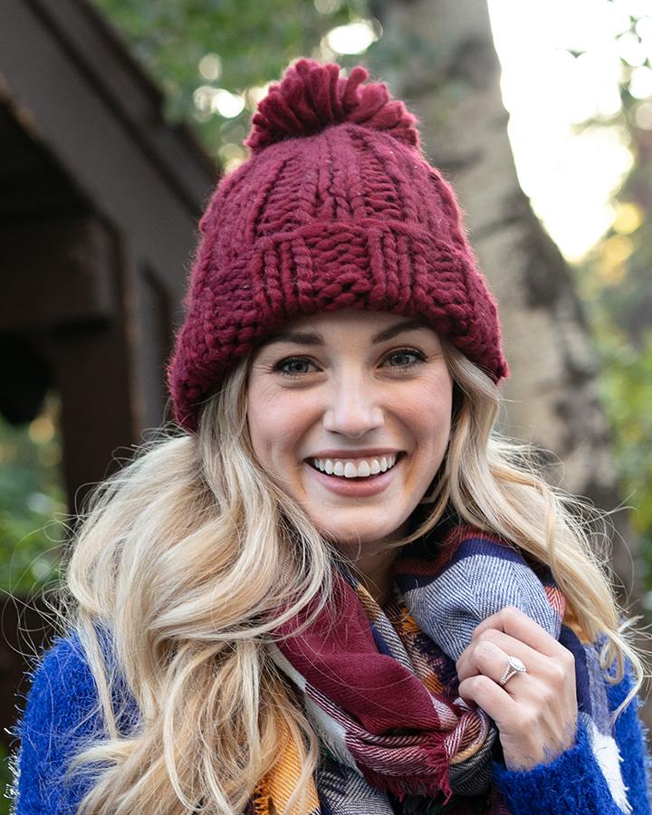 Knit Pom Hat (Holly Berry)