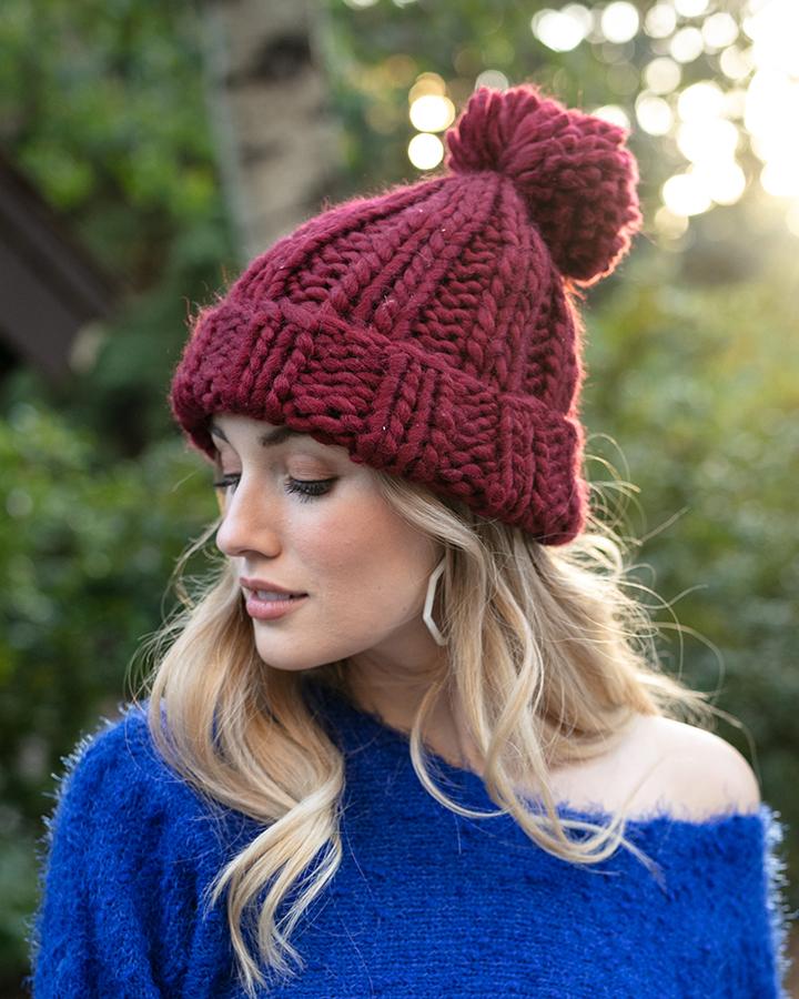 Knit Pom Hat (Holly Berry)