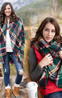 Grace & Lace Blanket Scarf/Toggle Poncho (Evergreen/Hot Orange) - Babe Outfitters