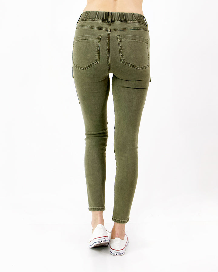 Grace & Lace Cargo Jeggings (Olive) - Babe Outfitters