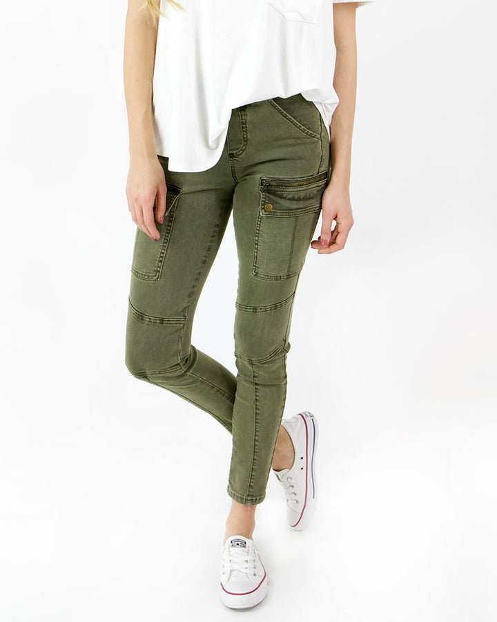 Grace & Lace Cargo Jeggings (Olive) - Babe Outfitters