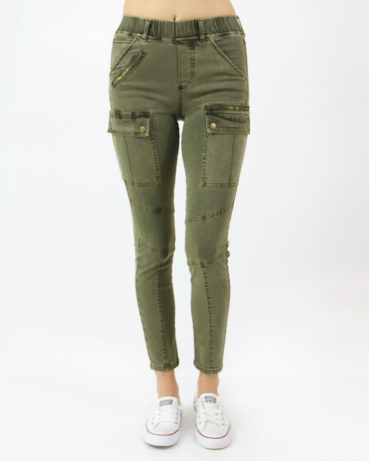 Grace & Lace Cargo Jeggings (Olive) - Babe Outfitters