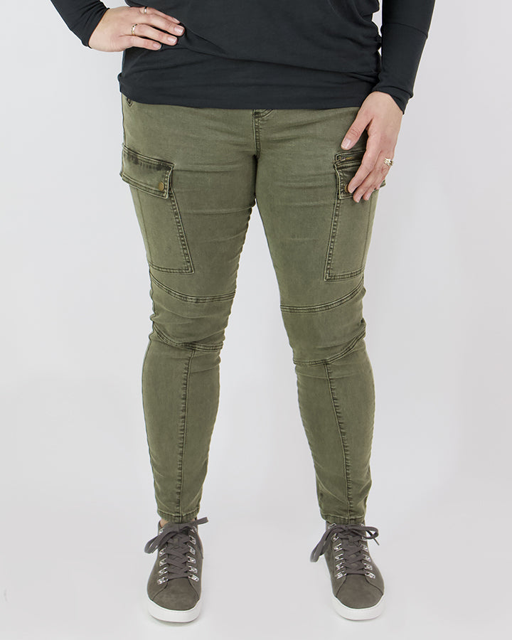 Grace & Lace Cargo Jeggings (Olive) - Babe Outfitters