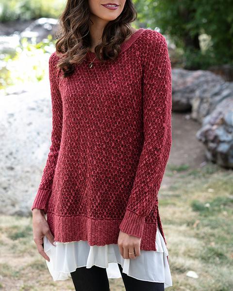 Grace & Lace Honeycomb Knit Sweater - Babe Outfitters